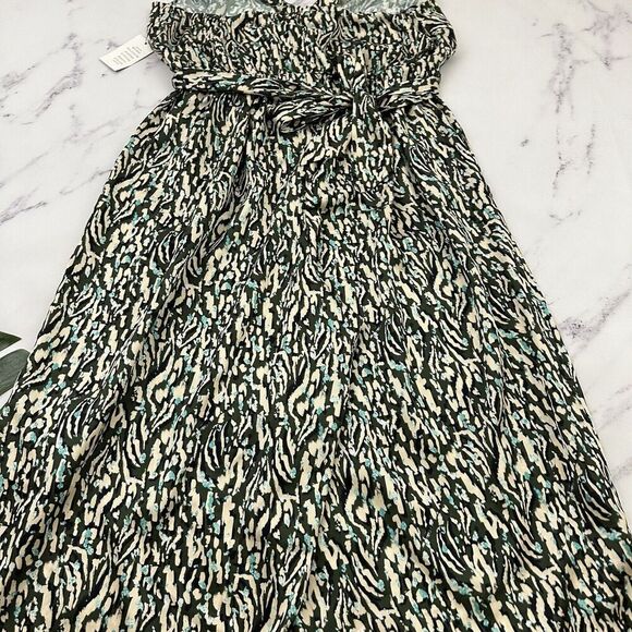 Eloquii Halter Neck Jumpsuit Plus Size 20 New Green Blue Print Satin Wide Leg - Picture 10 of 11